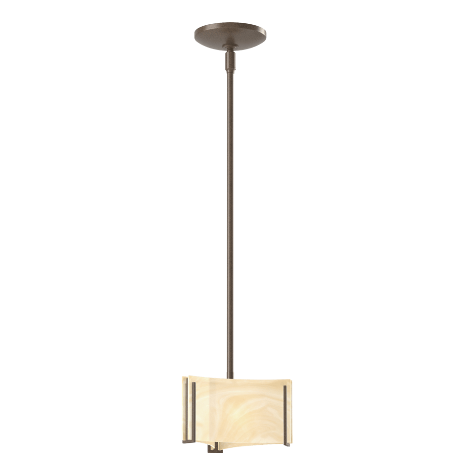 Exos Delta Mini Pendant - Bronze - Amber Swirl Glass by Hubbardton Forge