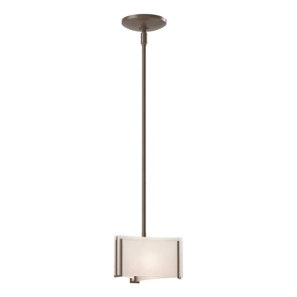 Exos Delta Mini Pendant - Bronze - White Art Glass by Hubbardton Forge