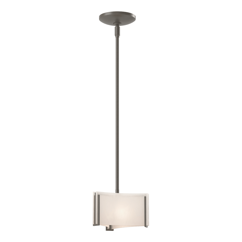 Exos Delta Mini Pendant - Dark Smoke - White Art Glass by Hubbardton Forge