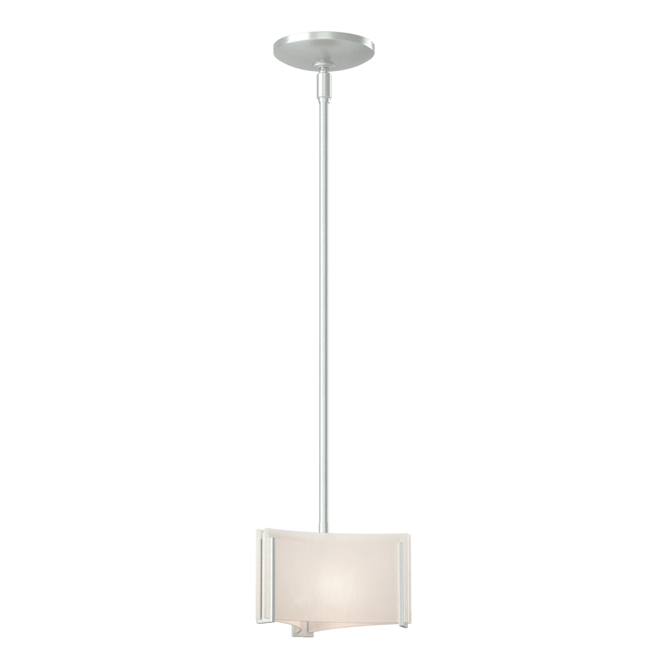 Exos Delta Mini Pendant - Vintage Platinum - White Art Glass by Hubbardton Forge