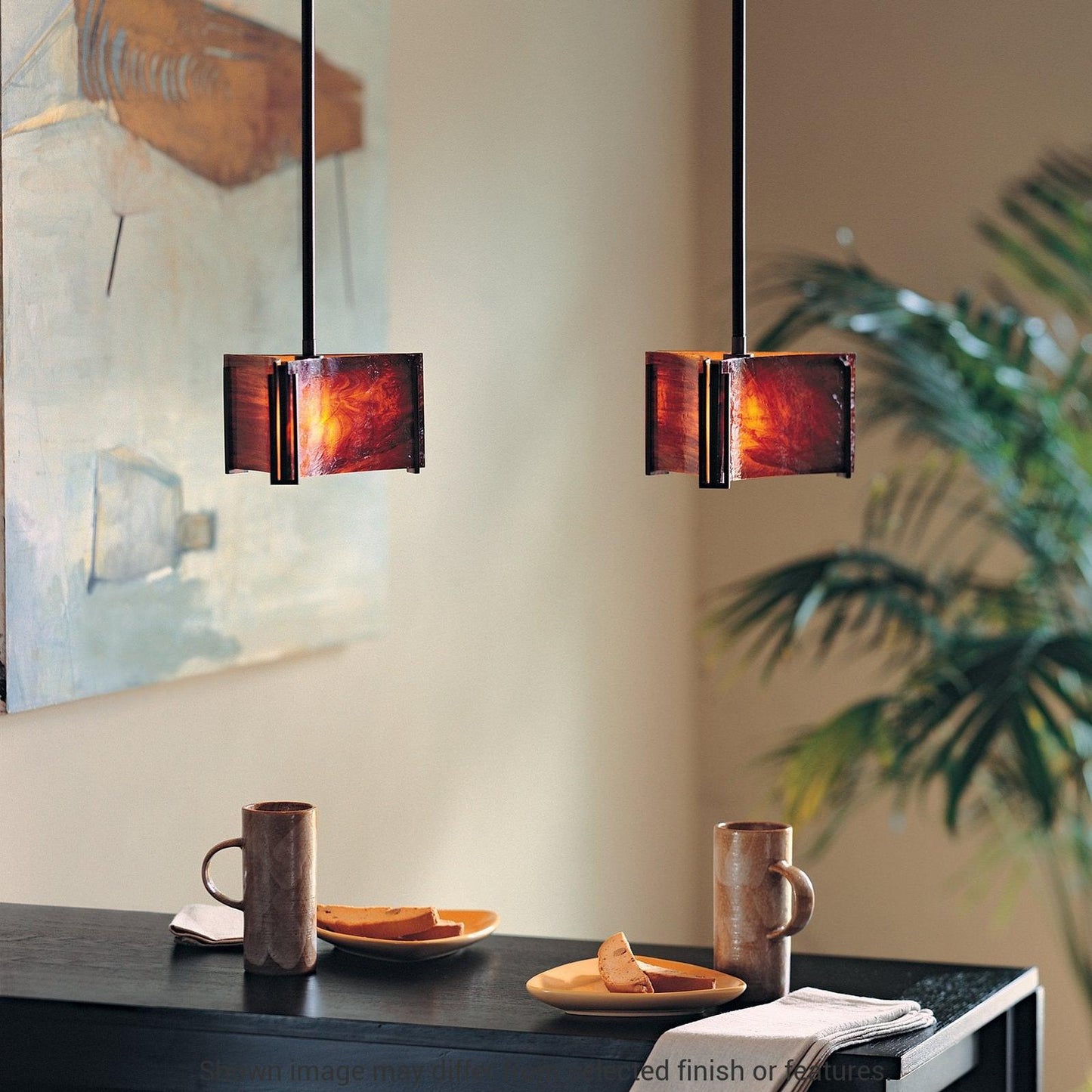 Exos Delta Mini Pendant - White - White Art Glass by Hubbardton Forge