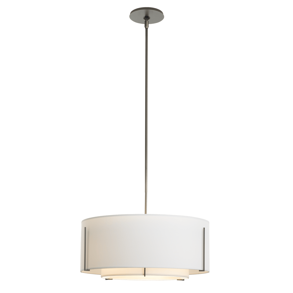 Exos Double Shade Pendant - Dark Smoke - Natural Anna Shade by Hubbardton Forge