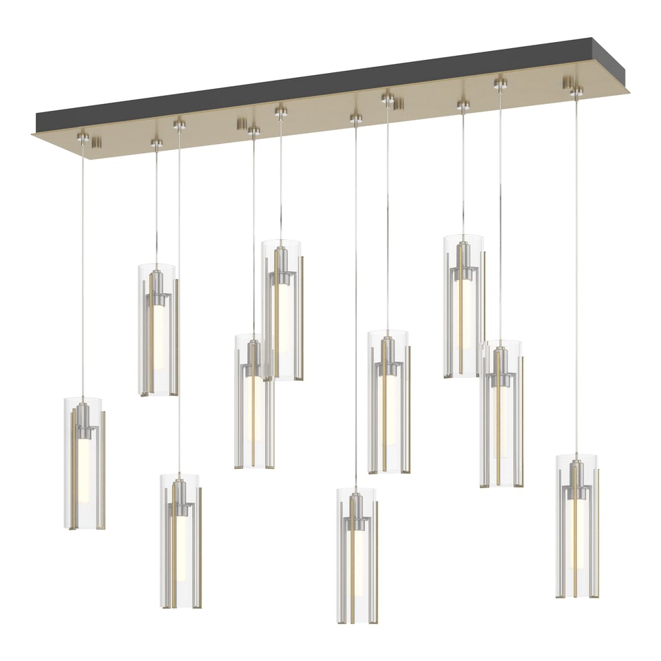 Exos Glass 10-Light Pendant - Modern Brass - Clear Glass by Hubbardton Forge