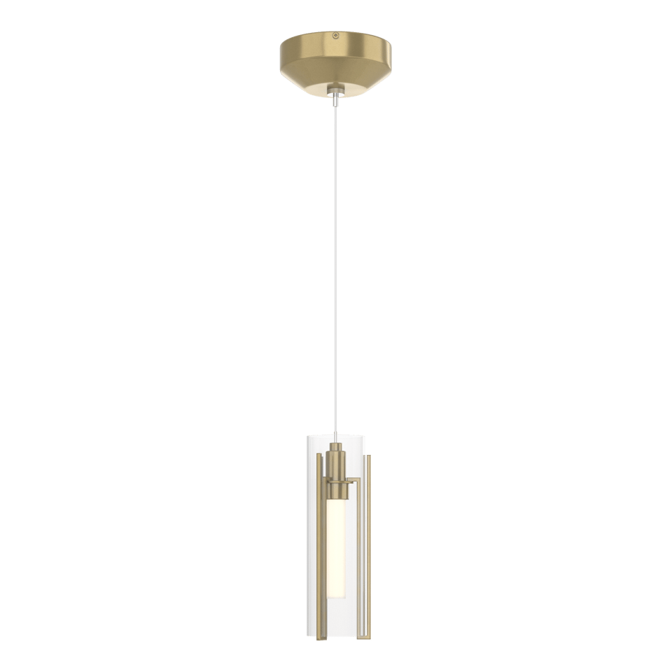 Exos Glass Low Voltage Mini Pendant - Modern Brass - Clear Glass by Hubbardton Forge