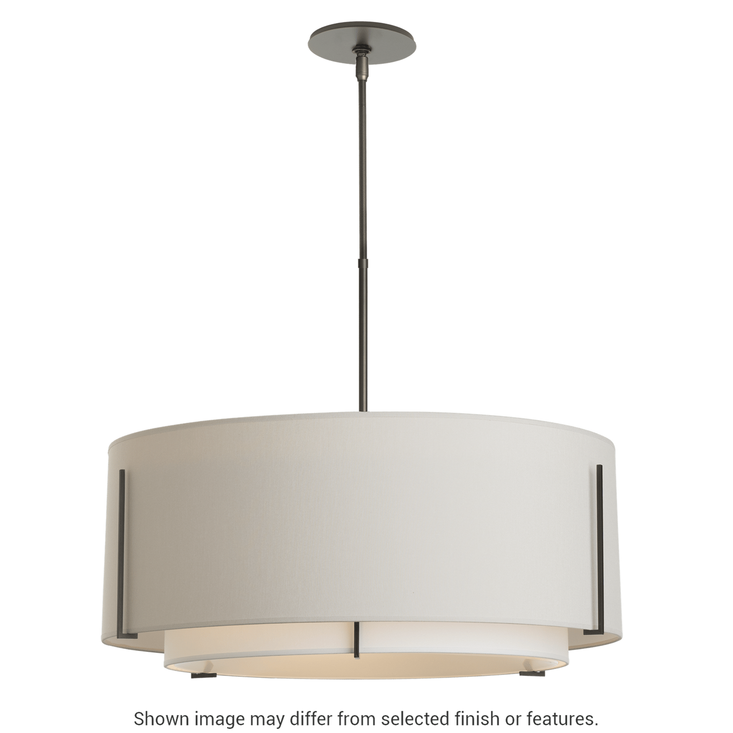 Exos Large Double Shade Pendant - White - Natural Anna Shade by Hubbardton Forge