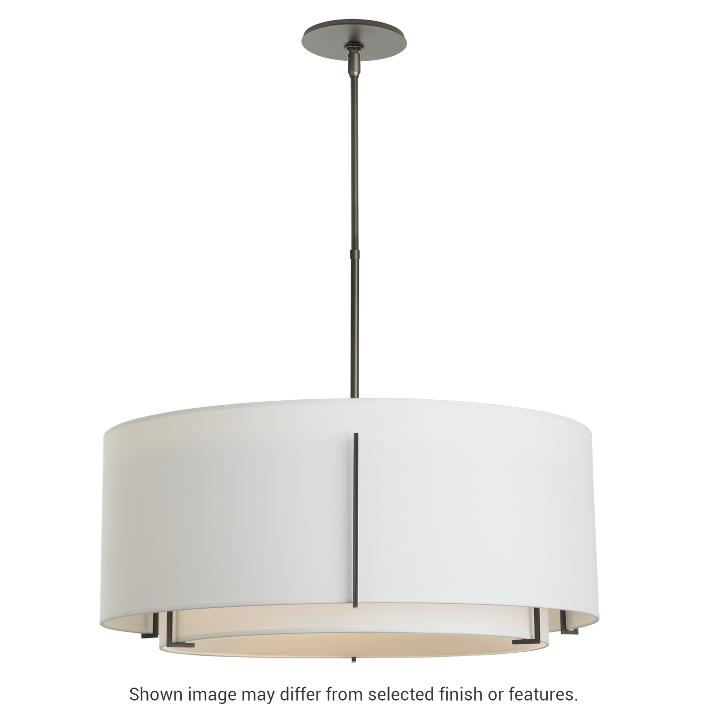 Exos Large Double Shade Pendant - White - Natural Anna Shade by Hubbardton Forge