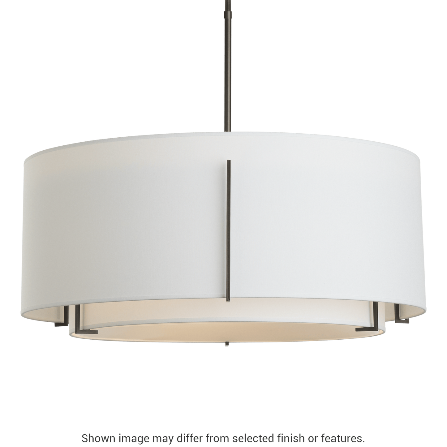 Exos Large Double Shade Pendant - White - Natural Anna Shade by Hubbardton Forge