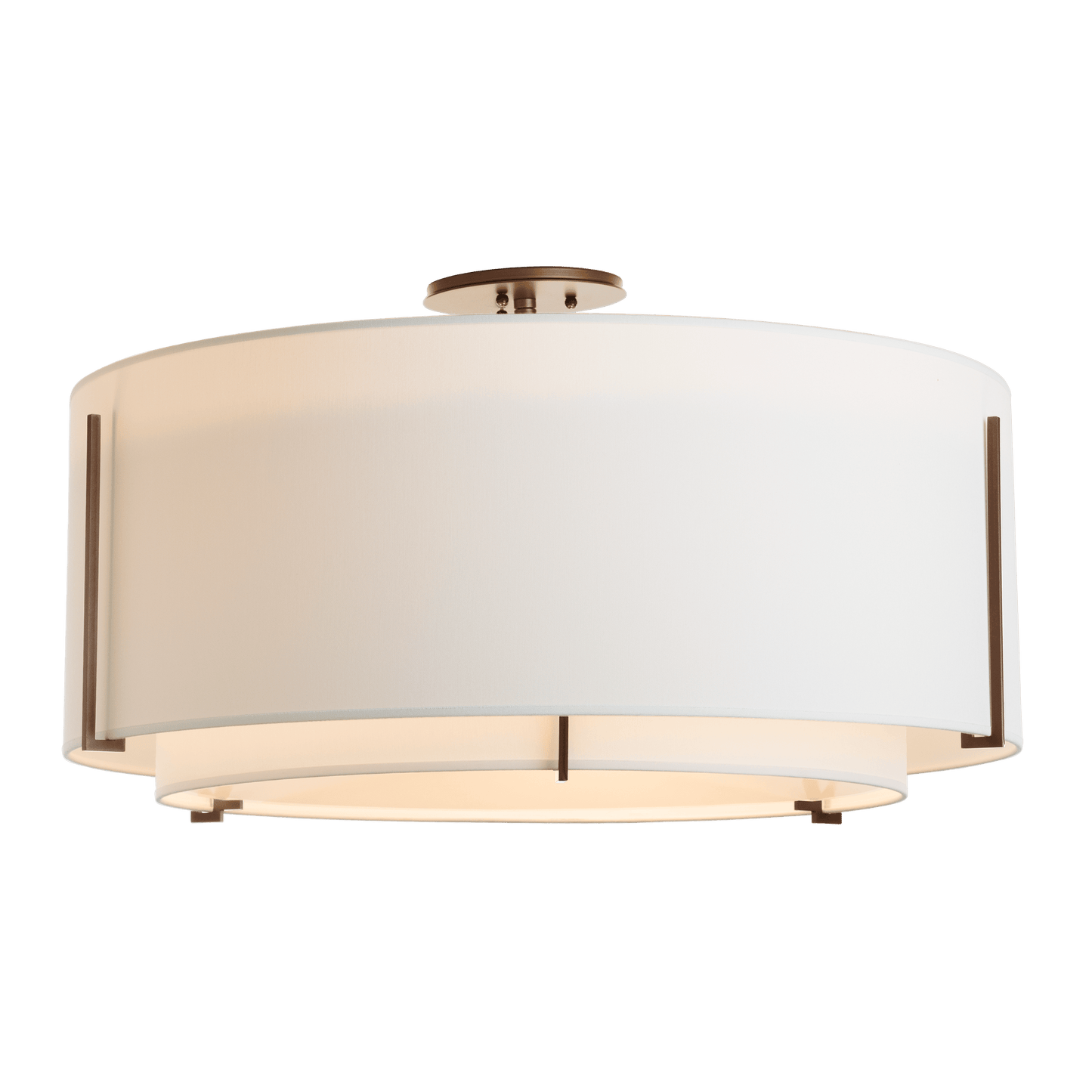 Exos Large Double Shade Semi-Flush - Bronze - Natural Anna Shade by Hubbardton Forge