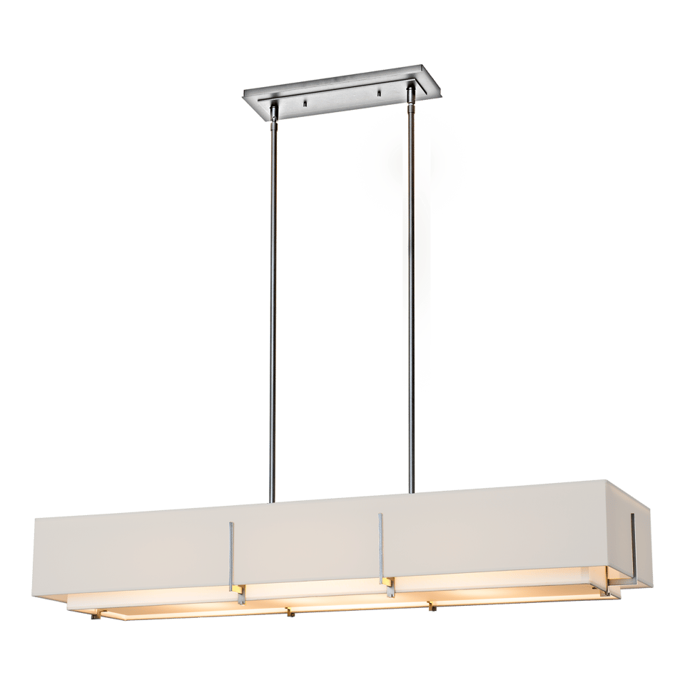 Exos Rectangular Pendant - Sterling - Flax Shade by Hubbardton Forge