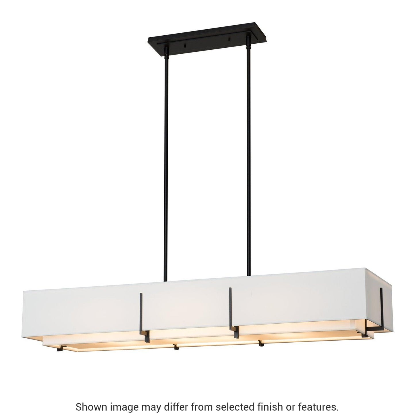 Exos Rectangular Pendant - White - Natural Anna Shade by Hubbardton Forge
