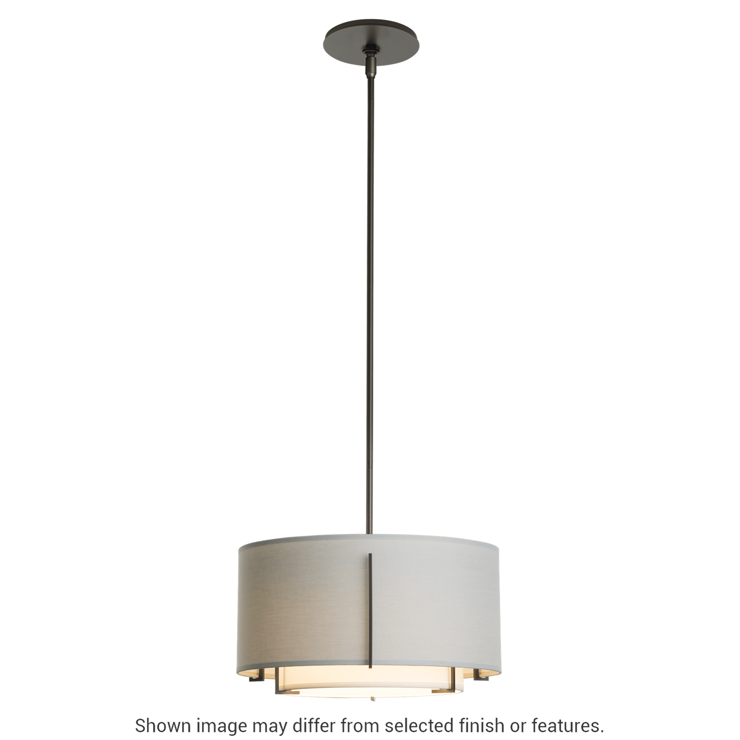 Exos Small Double Shade Pendant - White - Natural Anna Shade by Hubbardton Forge