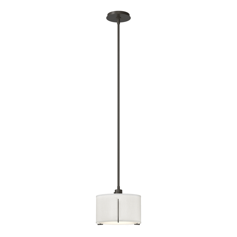 Exos Small Single Shade Pendant - Dark Smoke - Natural Anna Shade by Hubbardton Forge