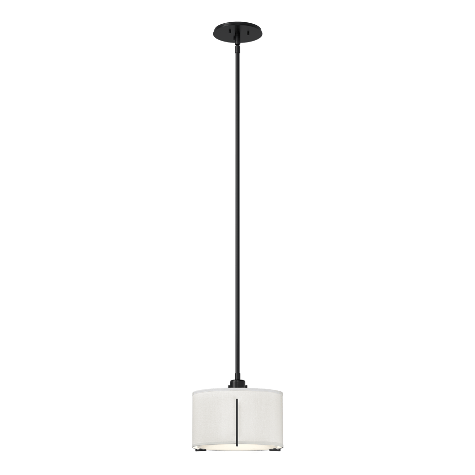 Exos Small Single Shade Pendant - Ink - Natural Anna Shade by Hubbardton Forge