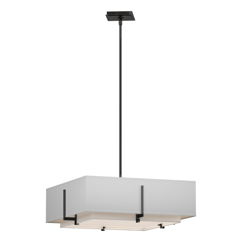 Exos Square Double Shade Pendant - Ink - Natural Anna Shade by Hubbardton Forge