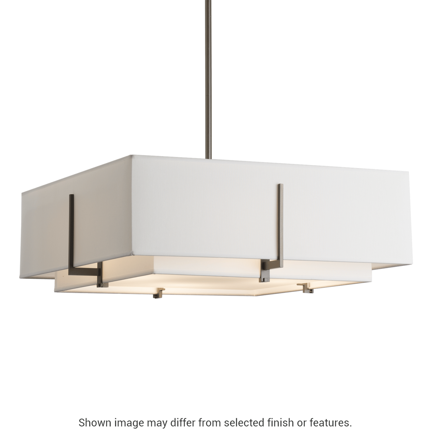Exos Square Double Shade Pendant - Modern Brass - Flax Shade by Hubbardton Forge