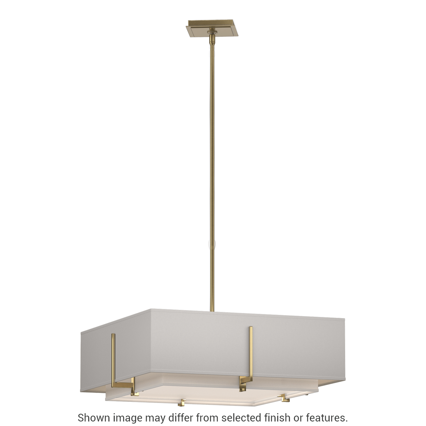 Exos Square Double Shade Pendant - Modern Brass - Flax Shade by Hubbardton Forge