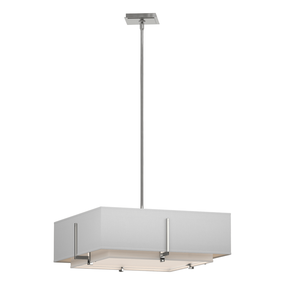 Exos Square Double Shade Pendant - Sterling - Natural Anna Shade by Hubbardton Forge