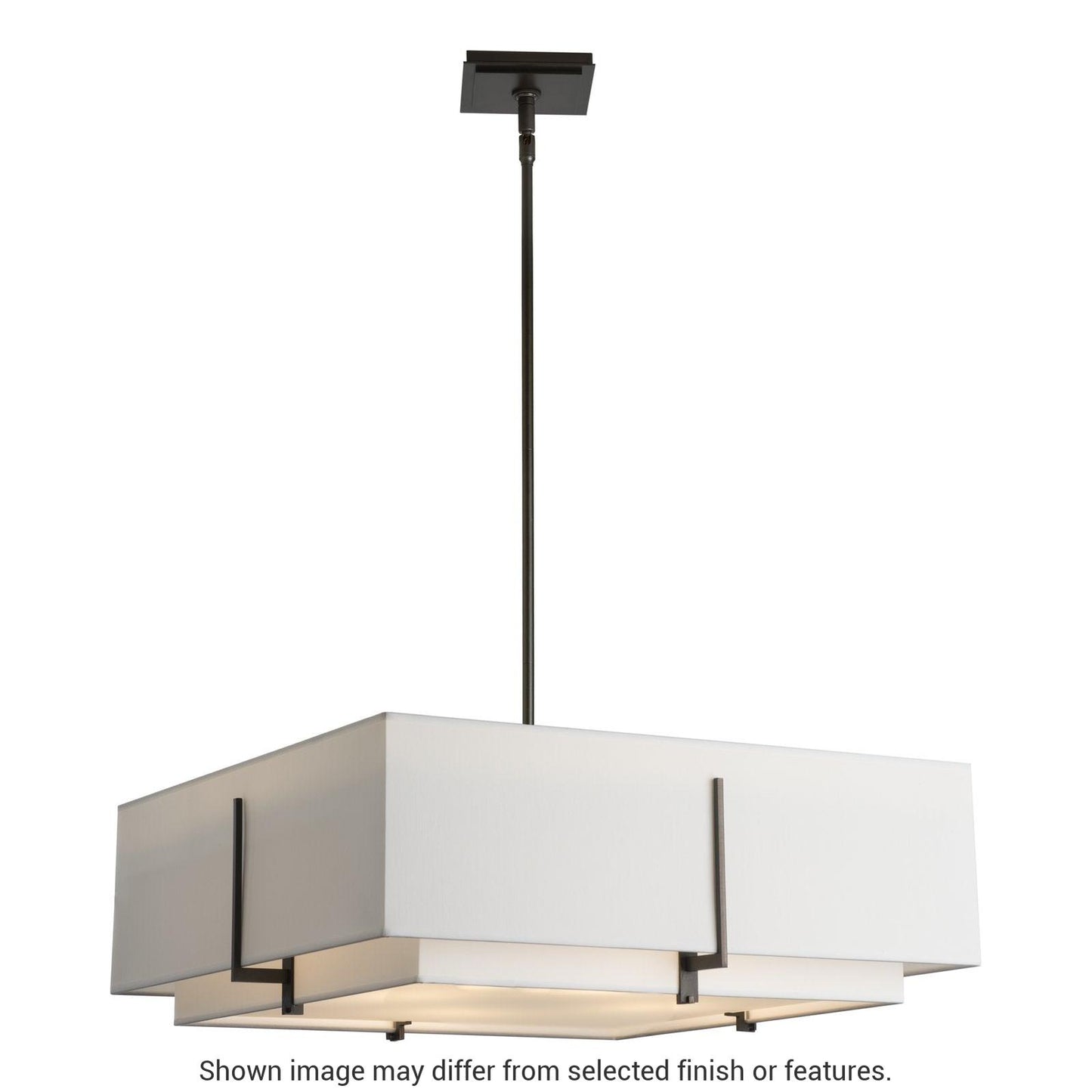 Exos Square Large Double Shade Pendant - White - Natural Anna Shade by Hubbardton Forge
