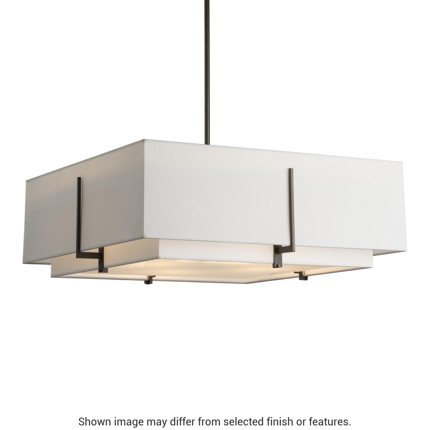 Exos Square Large Double Shade Pendant - White - Natural Anna Shade by Hubbardton Forge