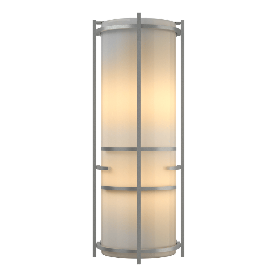 Extended Bars Sconce - Vintage Platinum - Ivory Art Glass by Hubbardton Forge