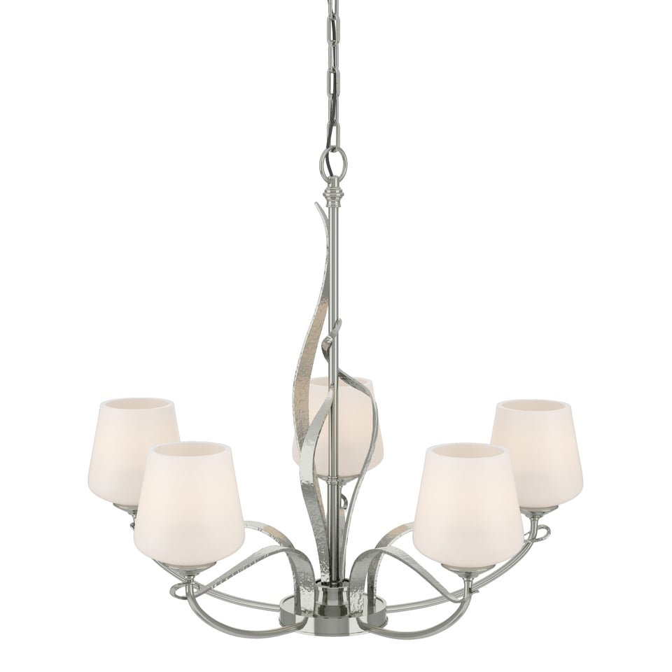 Flora 5-Arm Chandelier - Sterling - Opal Glass by Hubbardton Forge