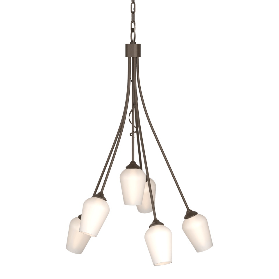 Flora 6-Arm Chandelier - Bronze - Opal Glass by Hubbardton Forge