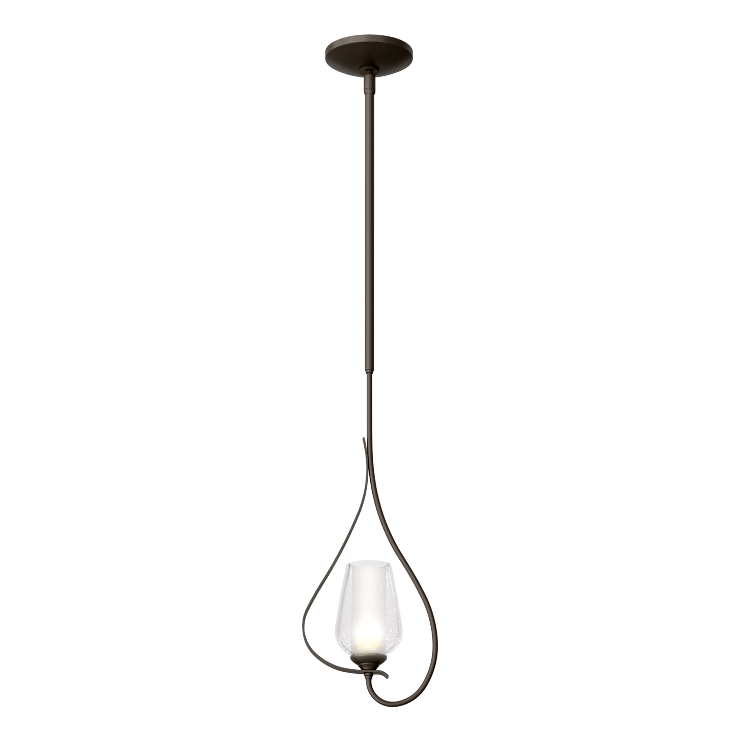 Flora Up Light Mini Pendant - Dark Smoke - Opal and Seeded Glass by Hubbardton Forge