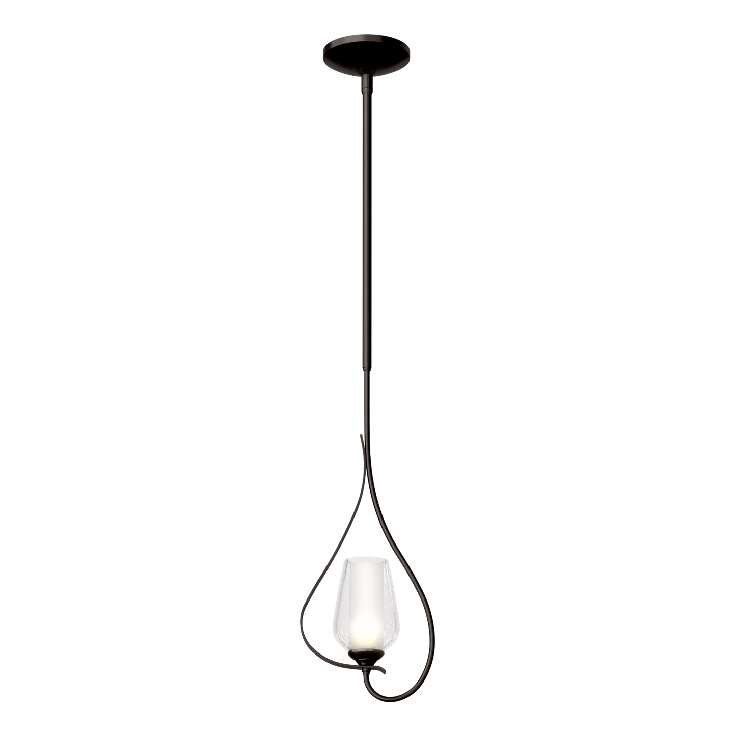 Flora Up Light Mini Pendant - Oil Rubbed Bronze - Opal and Seeded Glass by Hubbardton Forge
