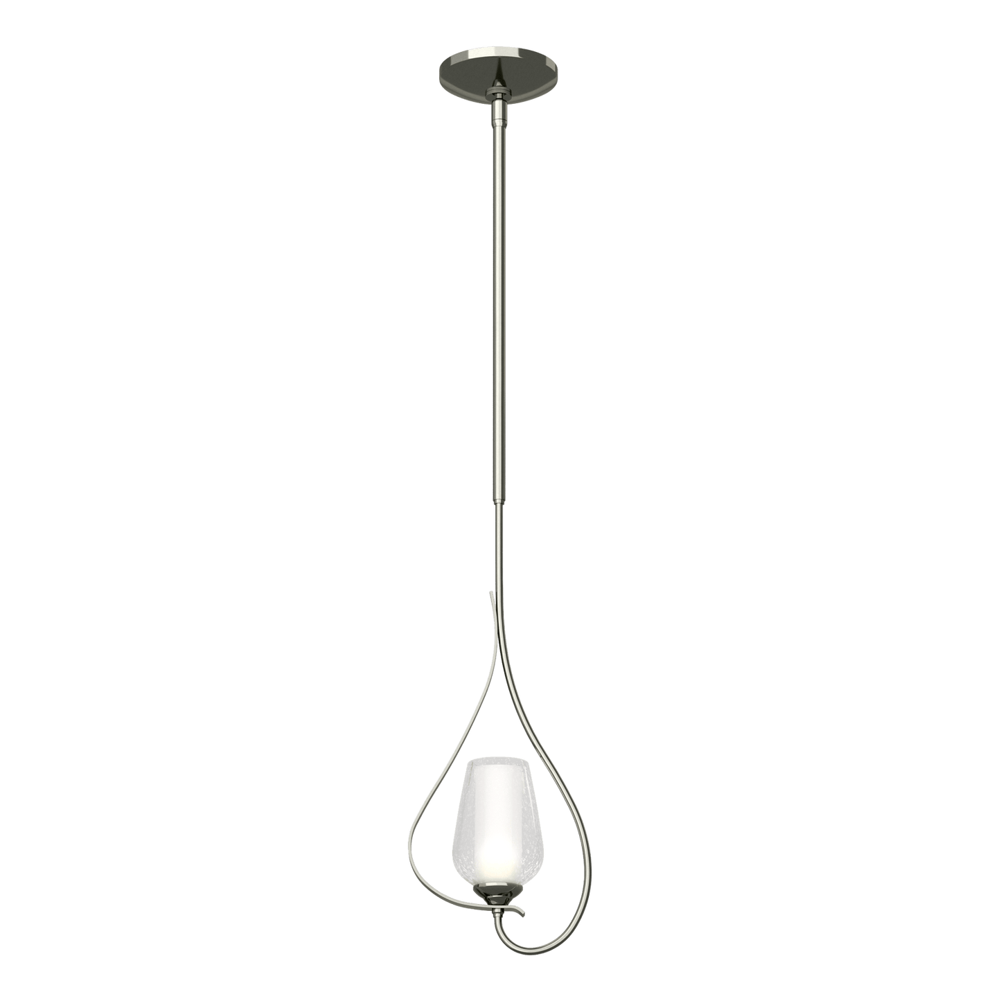 Flora Up Light Mini Pendant - Sterling - Opal and Seeded Glass by Hubbardton Forge