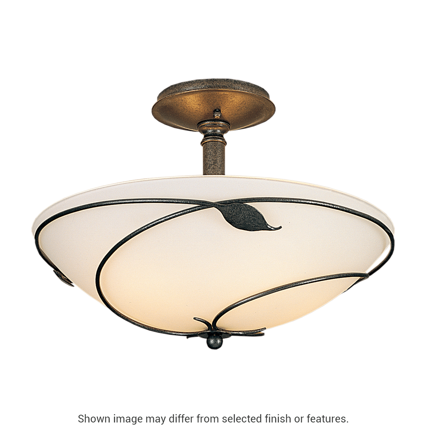 Forged Leaves Large Semi-Flush - White - Sand Glass by Hubbardton Forge