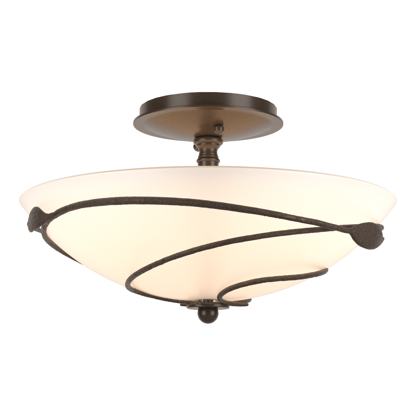 Forged Leaves Semi-Flush - Bronze - Opal Glass by Hubbardton Forge