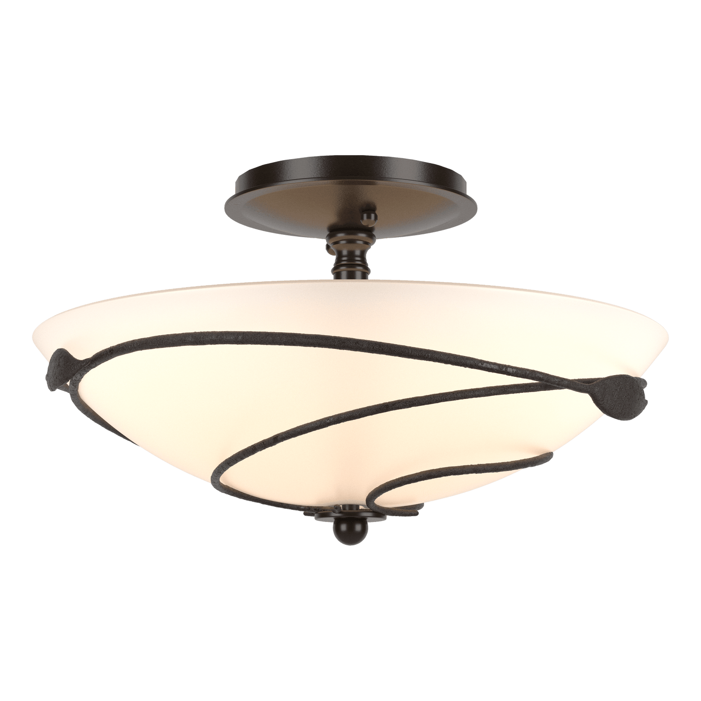Forged Leaves Semi-Flush - Oil Rubbed Bronze - Opal Glass by Hubbardton Forge