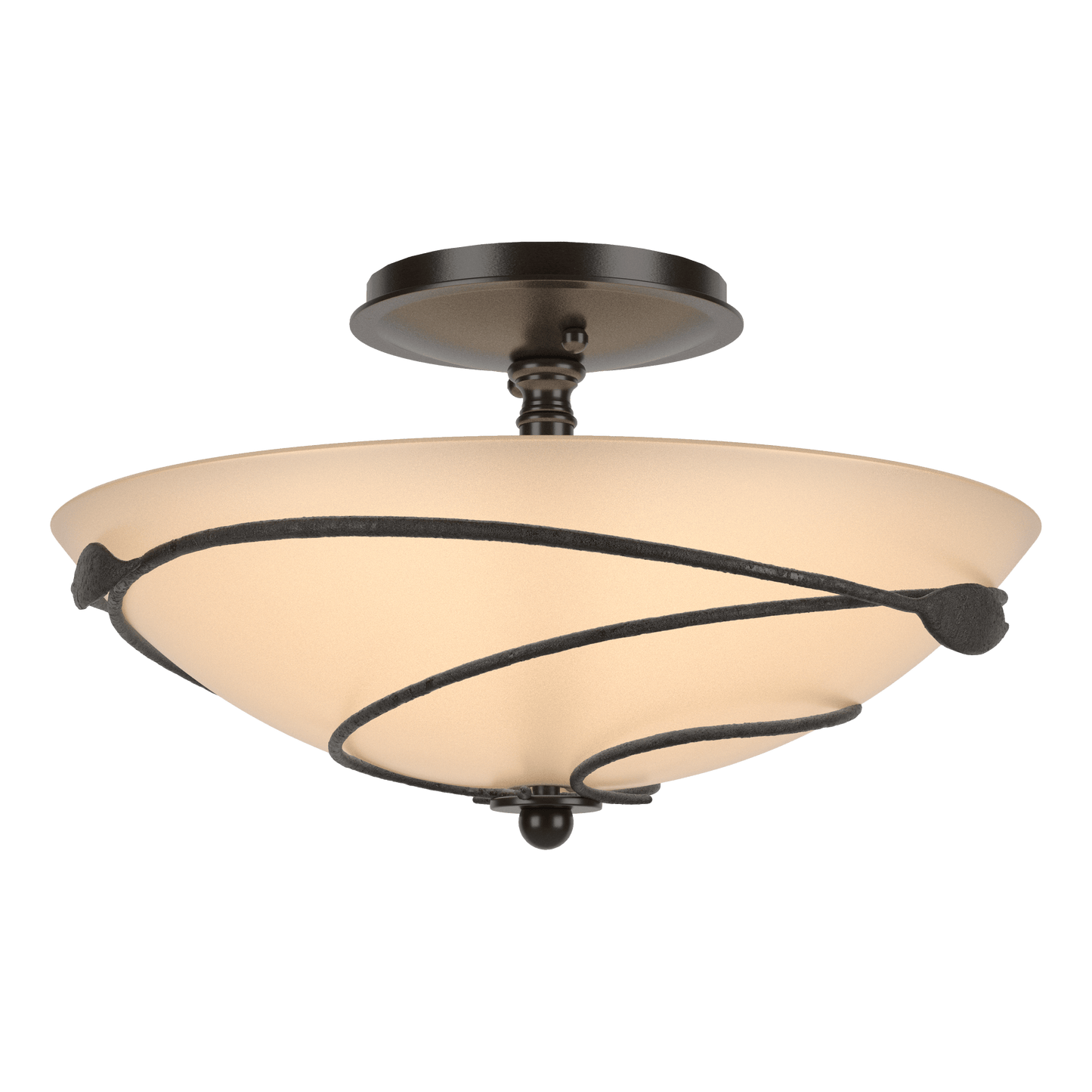 Forged Leaves Semi-Flush - Oil Rubbed Bronze - Sand Glass by Hubbardton Forge