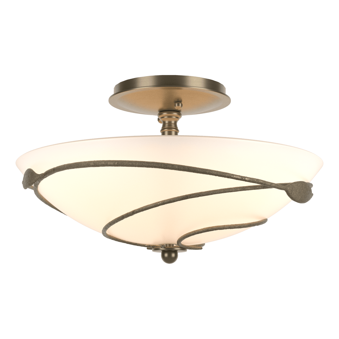 Forged Leaves Semi-Flush - Soft Gold - Opal Glass by Hubbardton Forge