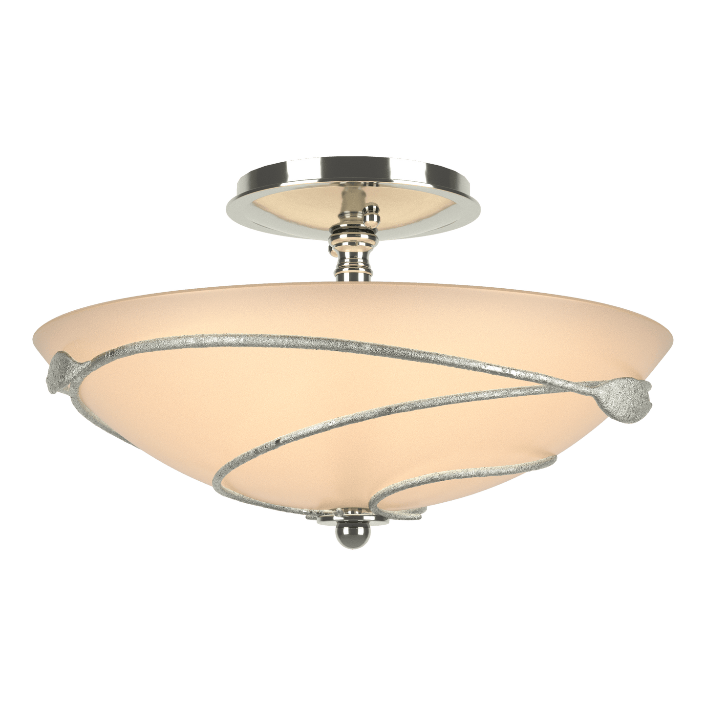 Forged Leaves Semi-Flush - Sterling - Sand Glass by Hubbardton Forge