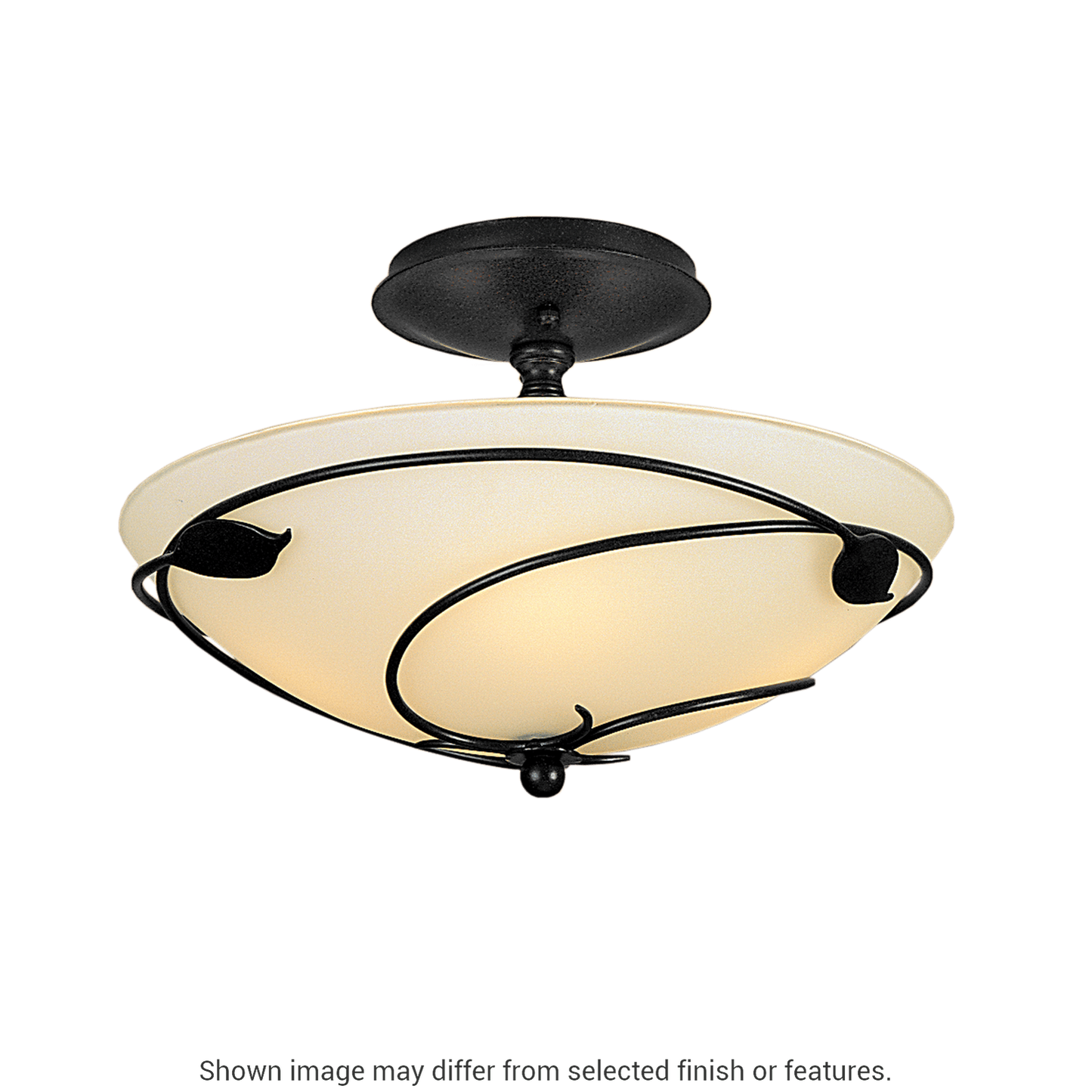 Forged Leaves Semi-Flush - White - Sand Glass by Hubbardton Forge