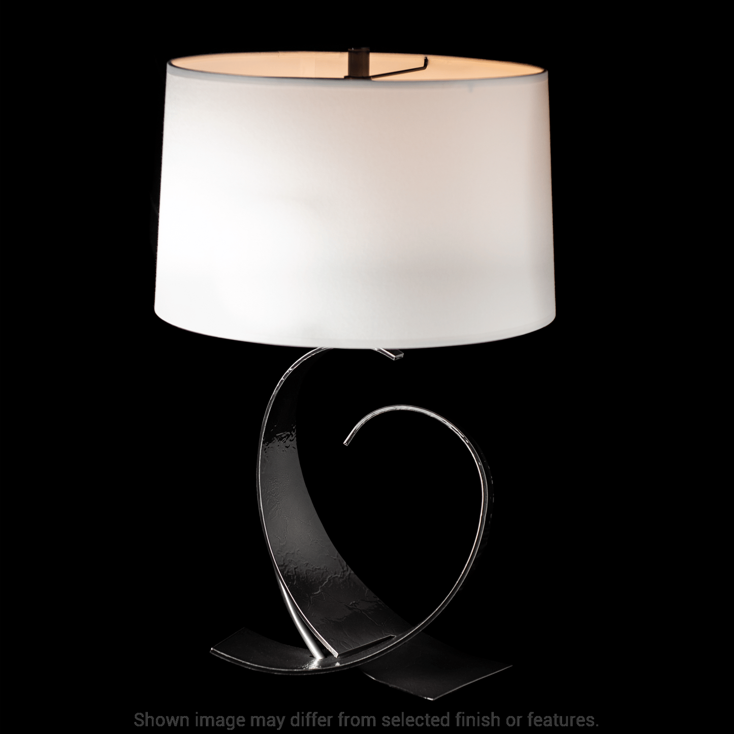 Fullered Impressions Table Lamp - White - Natural Anna Shade by Hubbardton Forge