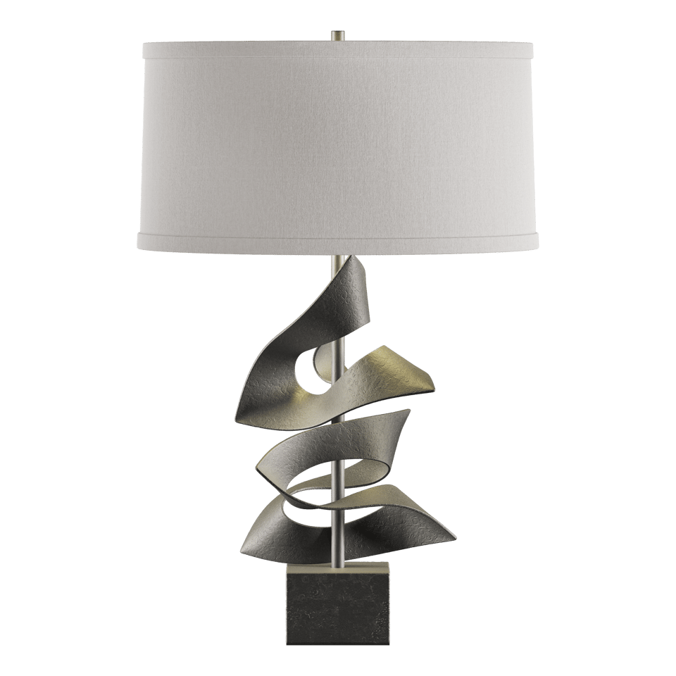 Gallery Twofold Table Lamp - Natural Iron - Flax Shade by Hubbardton Forge