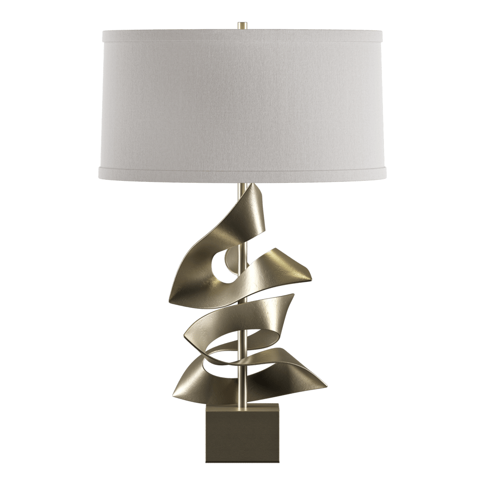 Gallery Twofold Table Lamp - Soft Gold - Flax Shade by Hubbardton Forge