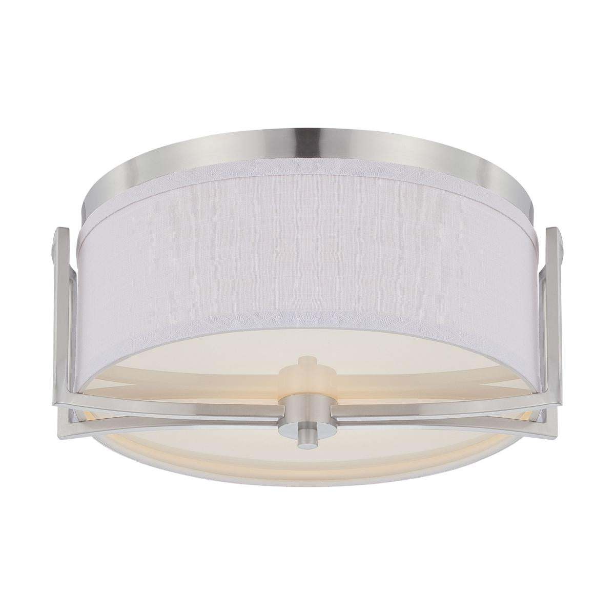 Gemini - 2 Light Flush Dome with Slate Gray Fabric Shade - Brushed Nickel Finish - Satco 60-4761