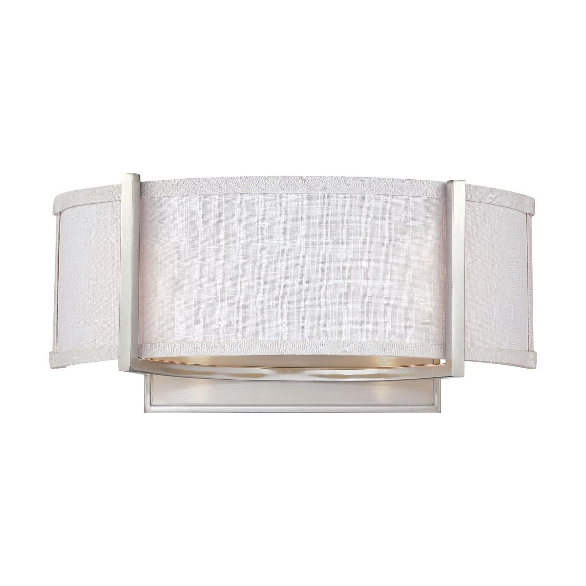 Gemini - 2 Light Wall Sconce with Slate Gray Fabric Shade - Brushed Nickel Finish - Satco 60-4754