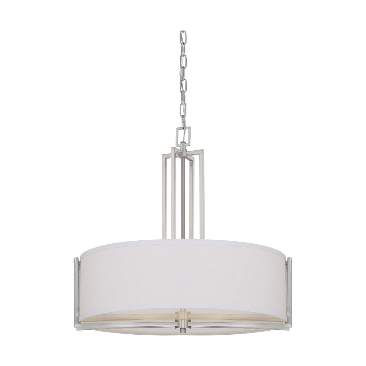 Gemini - 4 Light Pendant with Slate Gray Fabric Shade - Brushed Nickel Finish - Satco 60-4756