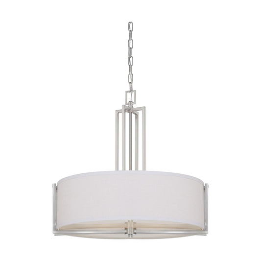 Gemini - 4 Light Pendant with Slate Gray Fabric Shade - Brushed Nickel Finish - Satco 60-4756