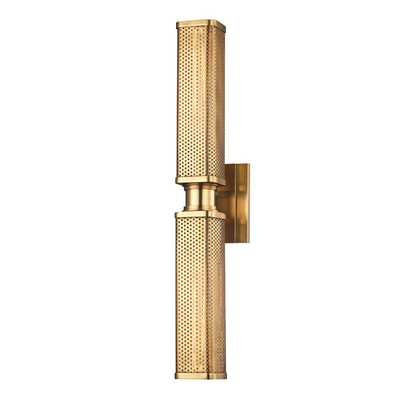 Gibbs Wall Sconce - 2-Light - Aged Brass by Hudson Valley Lighting