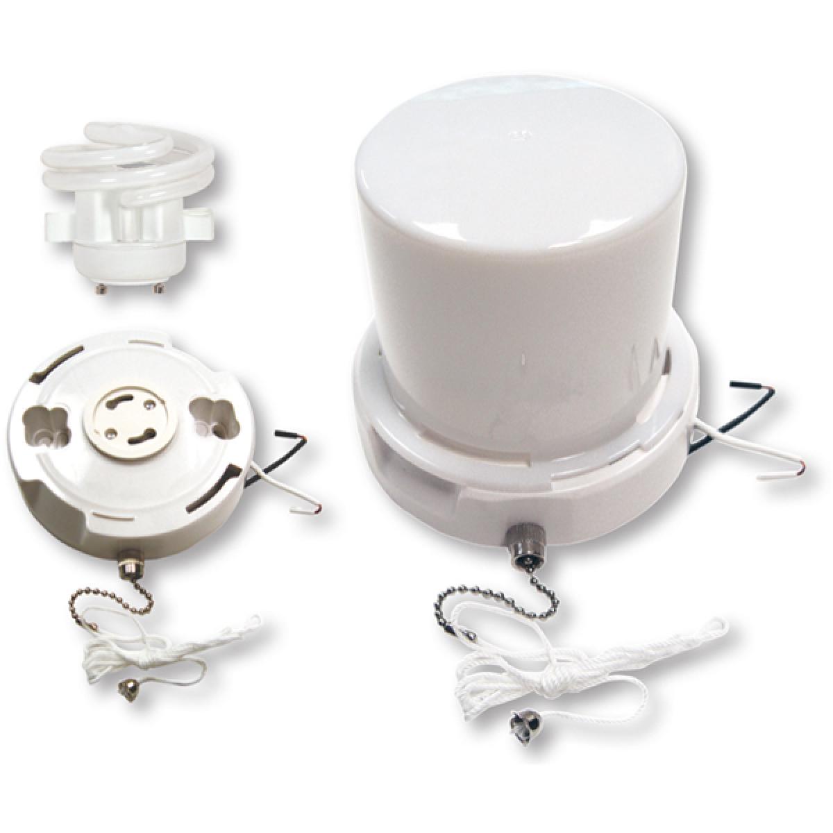 GU24 Base - Squat pull chain fluorescent ceiling fixture with twist-on Lexan lens - Satco 90-2616