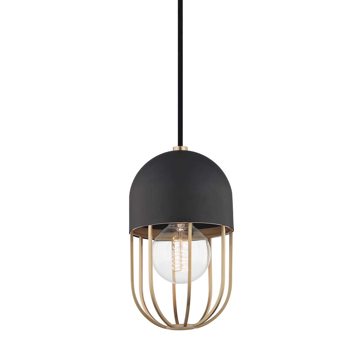 Haley Pendant - 1-Light - Aged Brass/Black - Mitzi H145701-AGB/BK