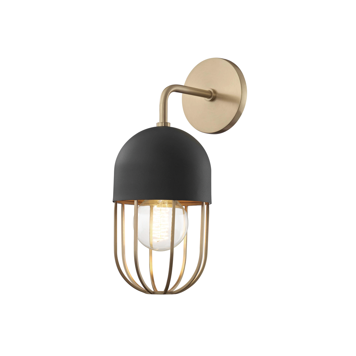 Haley Wall Sconce - 1-Light - Aged Brass/Black - Mitzi H145101-AGB/BK