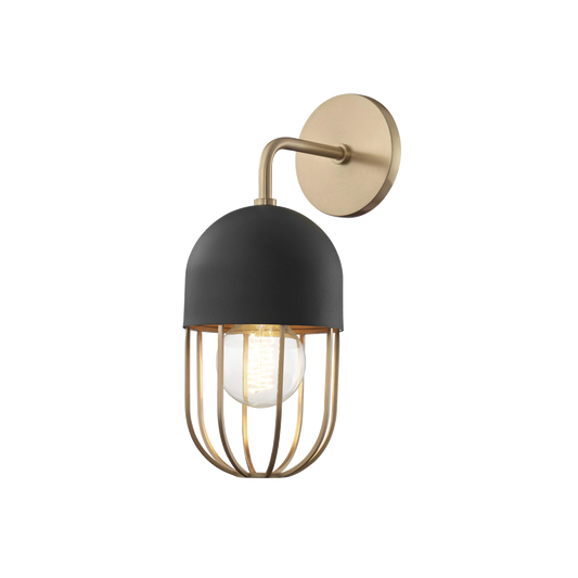 Haley Wall Sconce - 1-Light - Aged Brass/Black - Mitzi H145101-AGB/BK