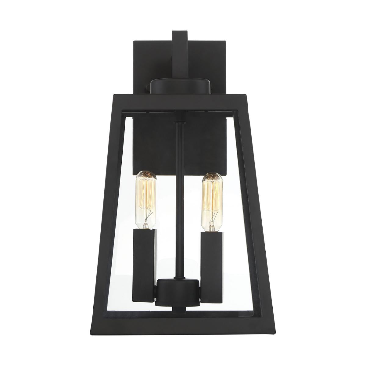 Halifax - 2 Light Medium Wall Lantern - with Clear Glass - Matte Black Finish - Satco 60-6582
