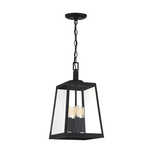 Halifax - 4 Light Hanging Lantern - with Clear Glass - Matte Black Finish - Satco 60-6584